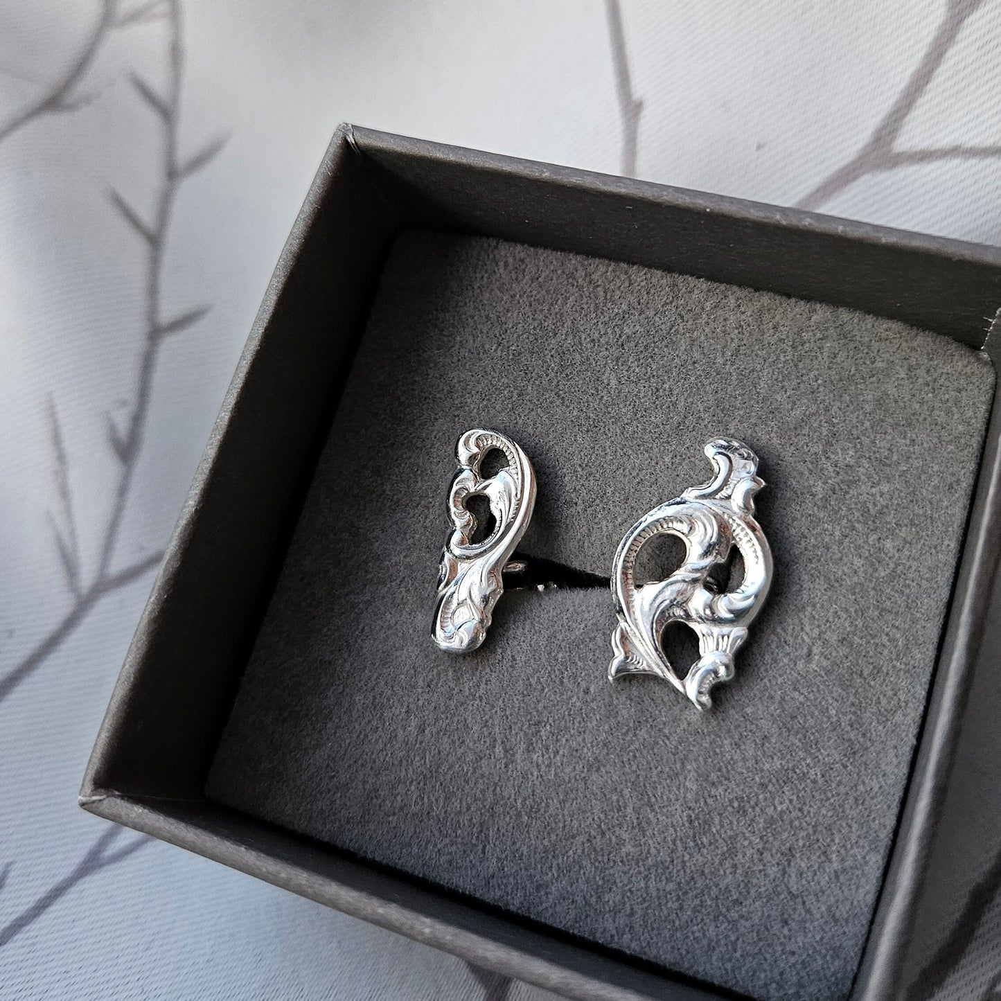 Silver cuff links from vintage silver spoons