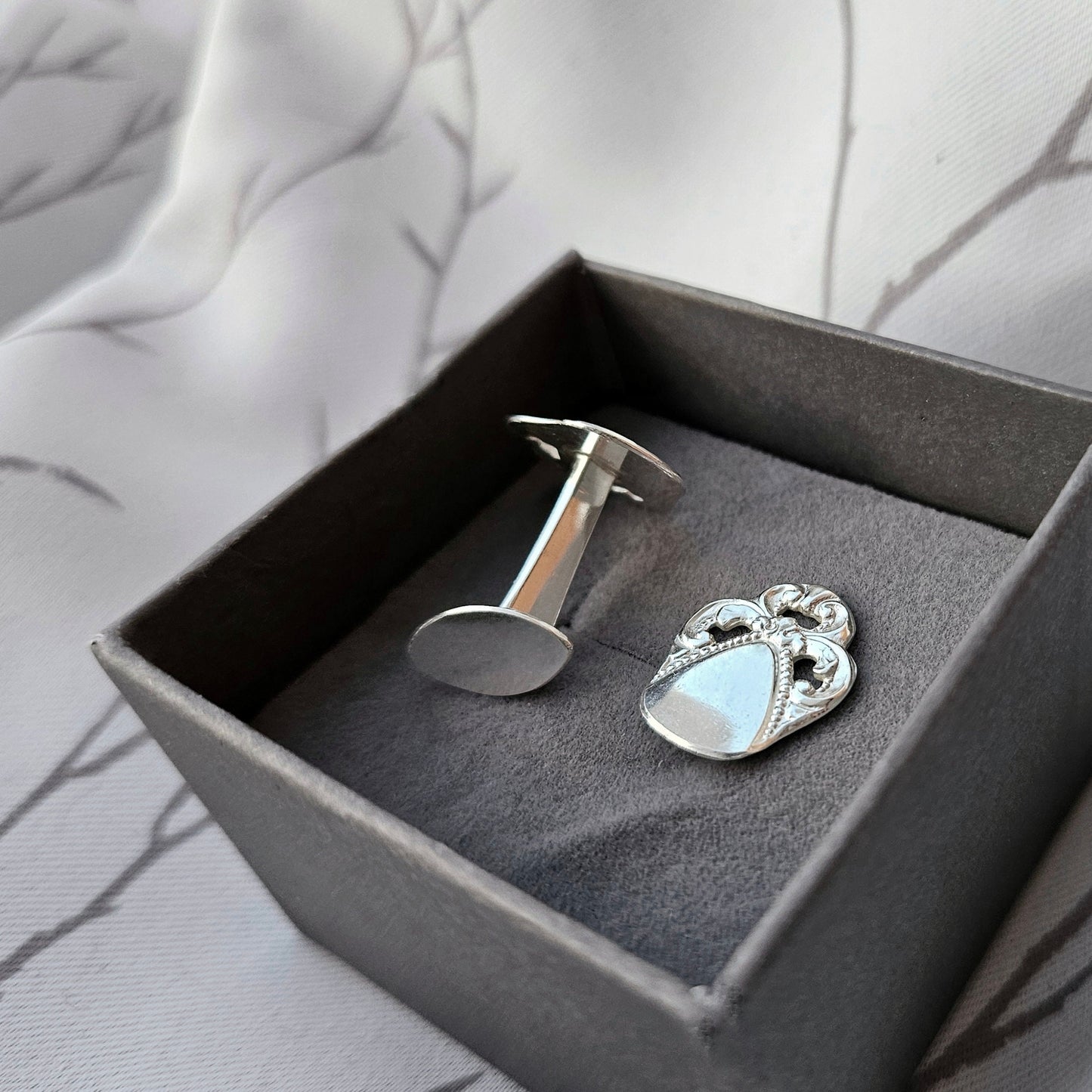 Silver cuff links from vintage silver spoons