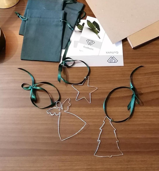 Silver wire christmas ornament