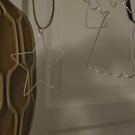 Silver wire christmas ornament